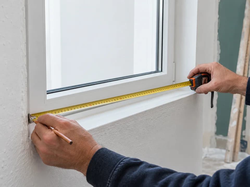 Mesure d’une ouverture de fenêtre avec un mètre ruban