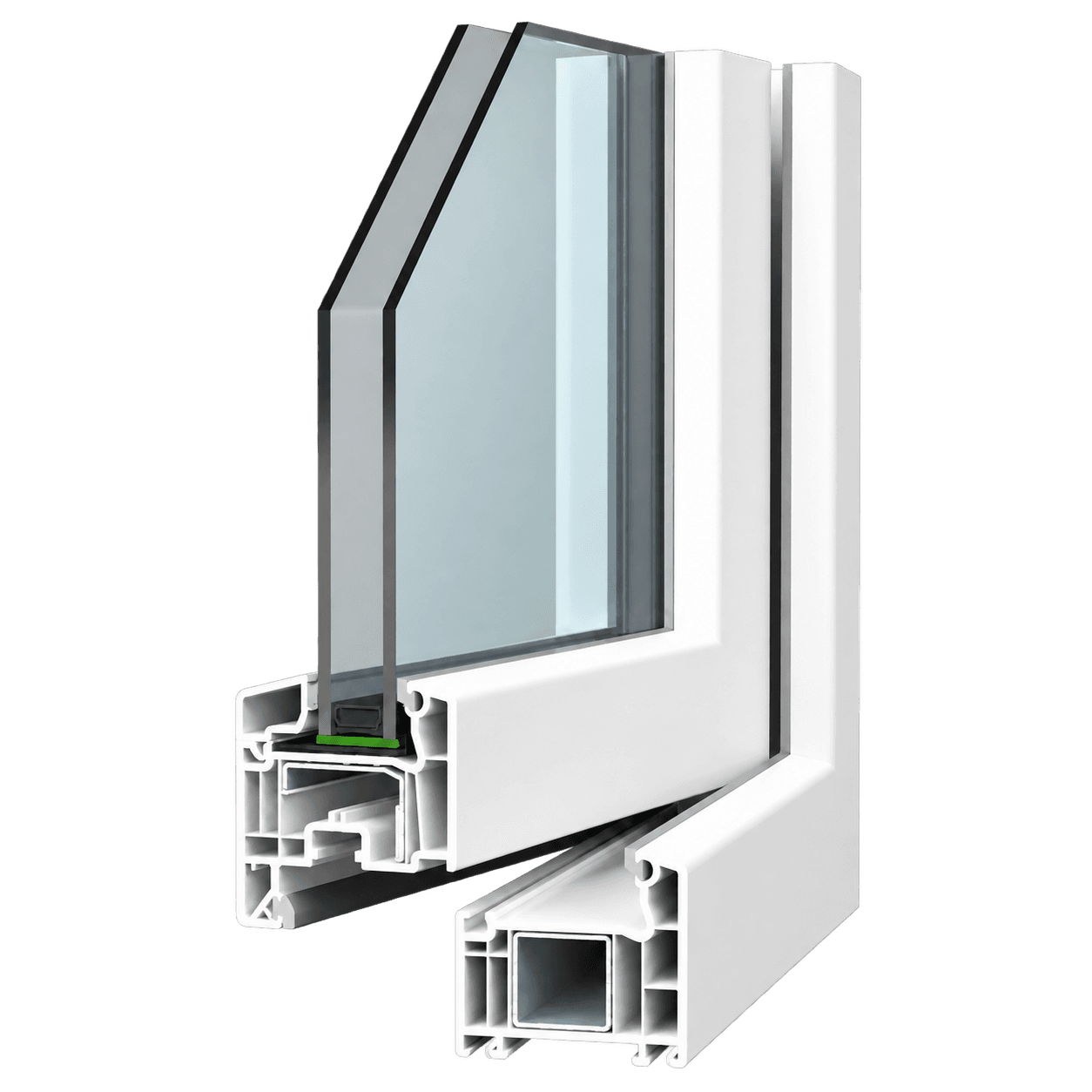 Coupe du profil PVC VEKA SOFTLINE 70 AD
