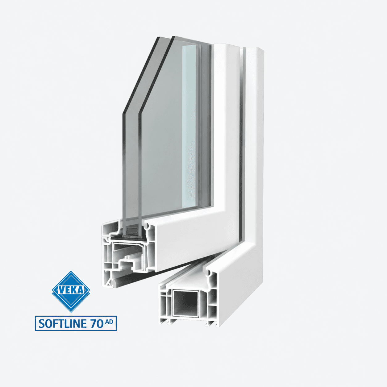 Coupe technique du profil PVC VEKA Softline 70 AD