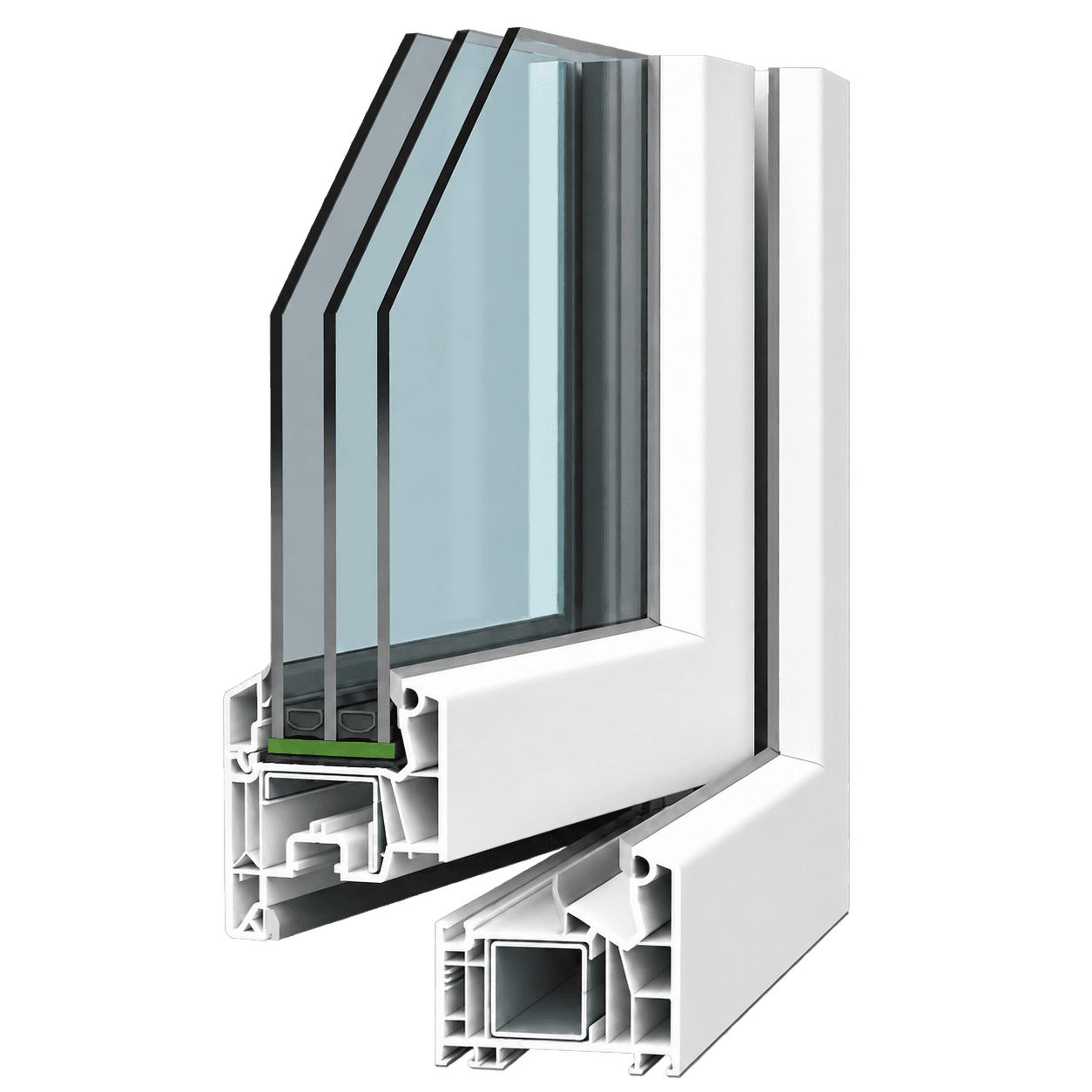 Coupe du profil PVC VEKA SOFTLINE 76 MD